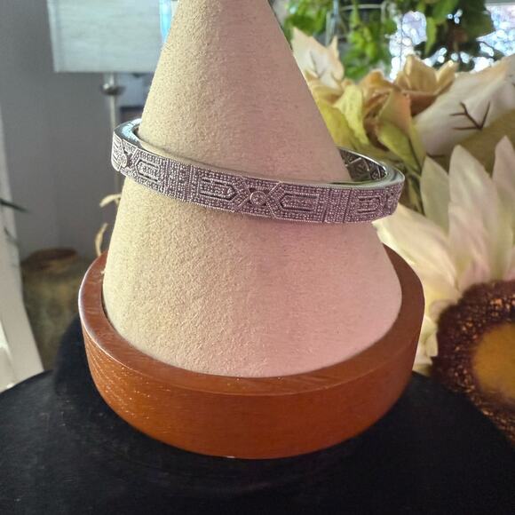 925 Sterling Silver CZ Bangle Bracelet - Picture 12 of 13